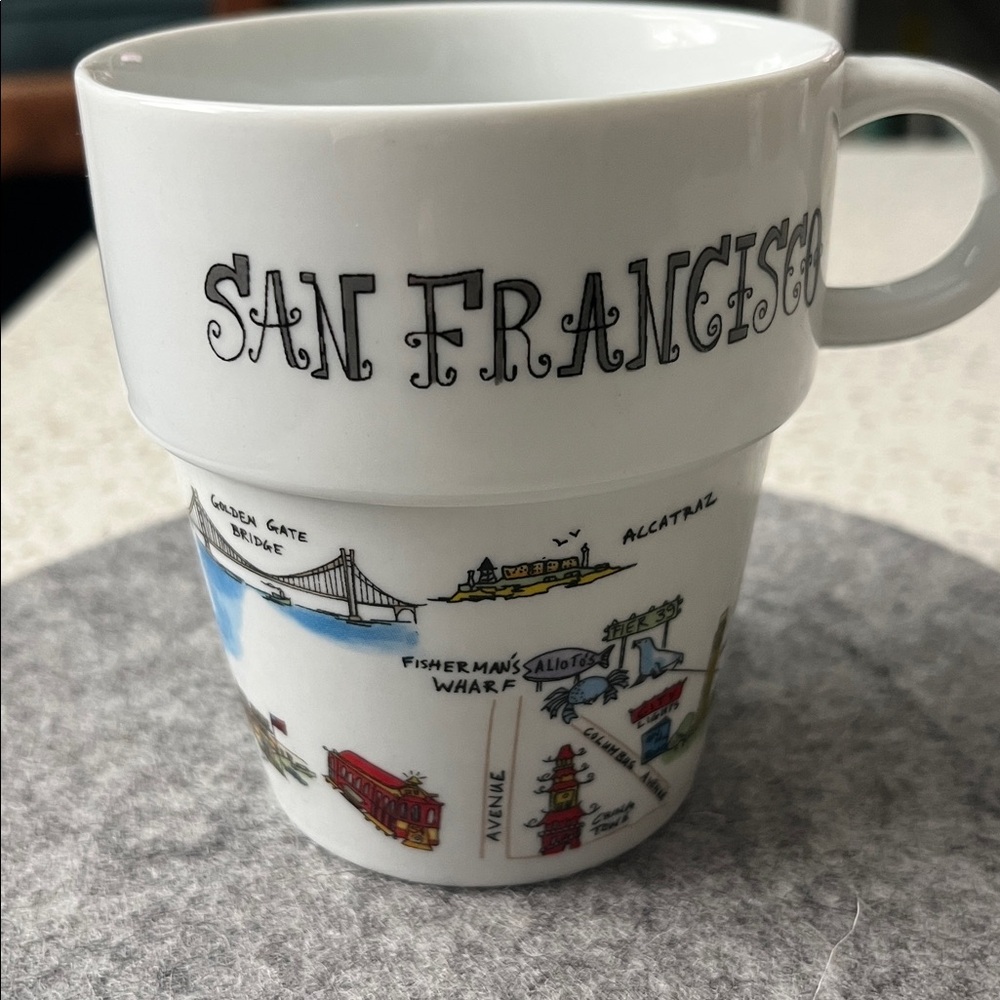 Cost Plus World Market White San Francisco Illustrated Ceramic Mug